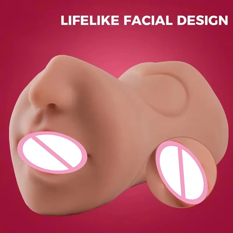 3D Flesh The Light Male Masturbation Artificial Vagina Ass Mouth Silicone 3 In 1 Adult Sex Toy Sex Doll For Man Pocket Pussy Ass