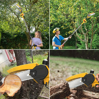 6-inch Cordless Electric Saw Telescopic Pole Electric Saw Pole Saw Gardening Trimming Power Tool Compatible with 21V Batteries