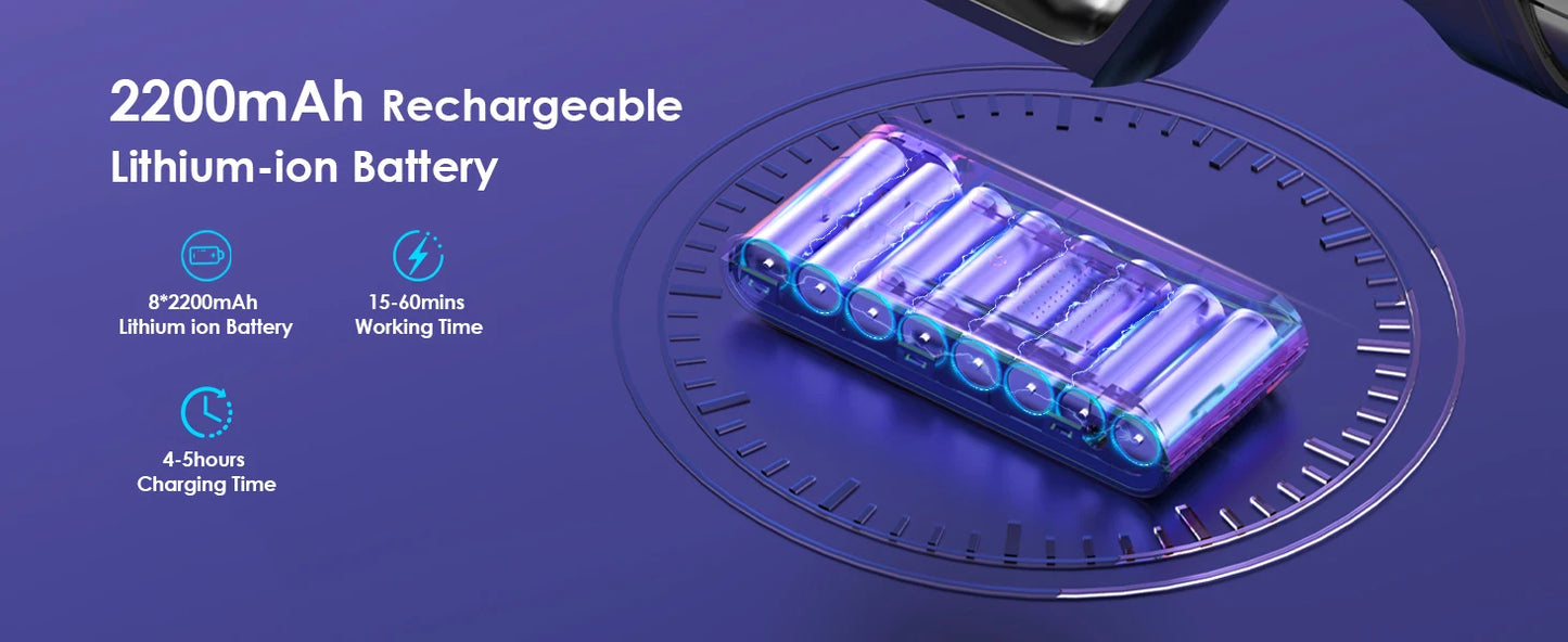 Cordless Vacuum Cleaner 70KPA/500W, Stick Vacuum Cleaner with LED Display, Anti-Tangle Brush, 1.3L Dust Cup, 3-Mode Suction, 5-Layer Filtration, for Pet Hair/Carpets/Hard Floors/Car