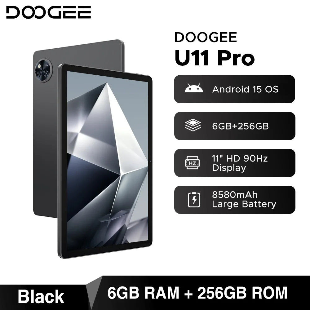 Global Version DOOGEE U11 Pro Android 16 Tablet 30GB(6+24) 256GB 11" HD 90Hz Display 8580mAh Battery Unisoc T7200 Widevine L1