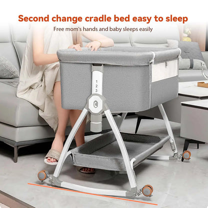 Baby Crib 3 in 1 Baby Bed Bedside Crib Baby Playpen 0-3 years child multi-function folding and lifting With Mosquito Net & Wheel