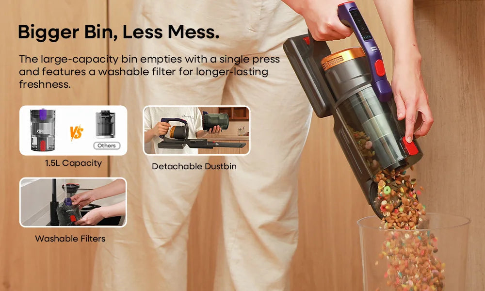 Erabros EV7 Cordless Vacuum Cleaner,70KPa Suction,550W Motor,70Min Runtime,Charging Storage Base,Stick Vacuum with Aroma Design