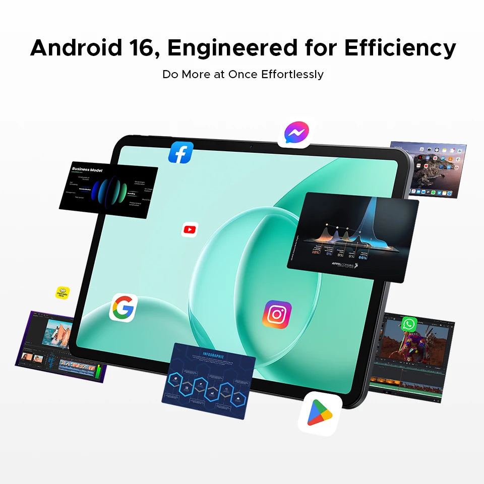 DOOGEE Tab G6 Max Tablet Android 16 32GB+256GGB 13.4'' 90Hz Display 11000mAh Battery 7.7mm Ultra-thin UNISOC T7280 Widevine L1