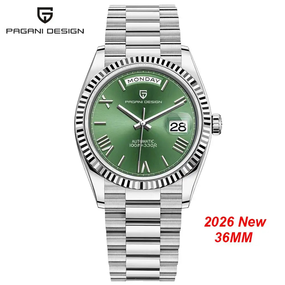 New PAGANI DESIGN 2026 watch, moon phase, luxury, gold, quartz, sport man, VK63, waterproof, sapphire glasses, anti-reflective, wristwatch, luminous ceramic glasses, stainless steel