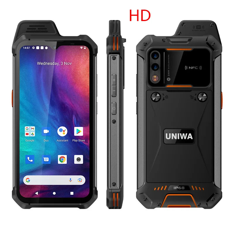 UNIWA W888 ATEX Explosion-proof IP68 Smartphone 4GB 64GB Andriod 11 6.3 Inch NFC Cellphone Walkie Talkie 4G Mobile Phone