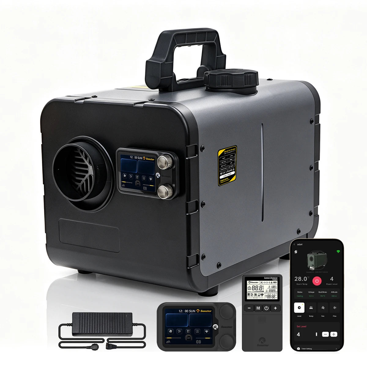 8KW Diesel Air Heater WiFi &Bluetooth App Control 12V/24V DC & 110-240V AC Dual Brushless Motor CO Monitor Remote Parking Heater