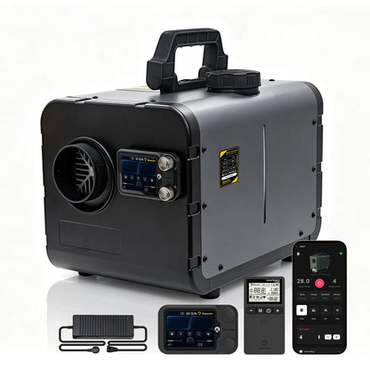 8KW Diesel Air Heater WiFi &Bluetooth App Control 12V/24V DC & 110-240V AC Dual Brushless Motor CO Monitor Remote Parking Heater
