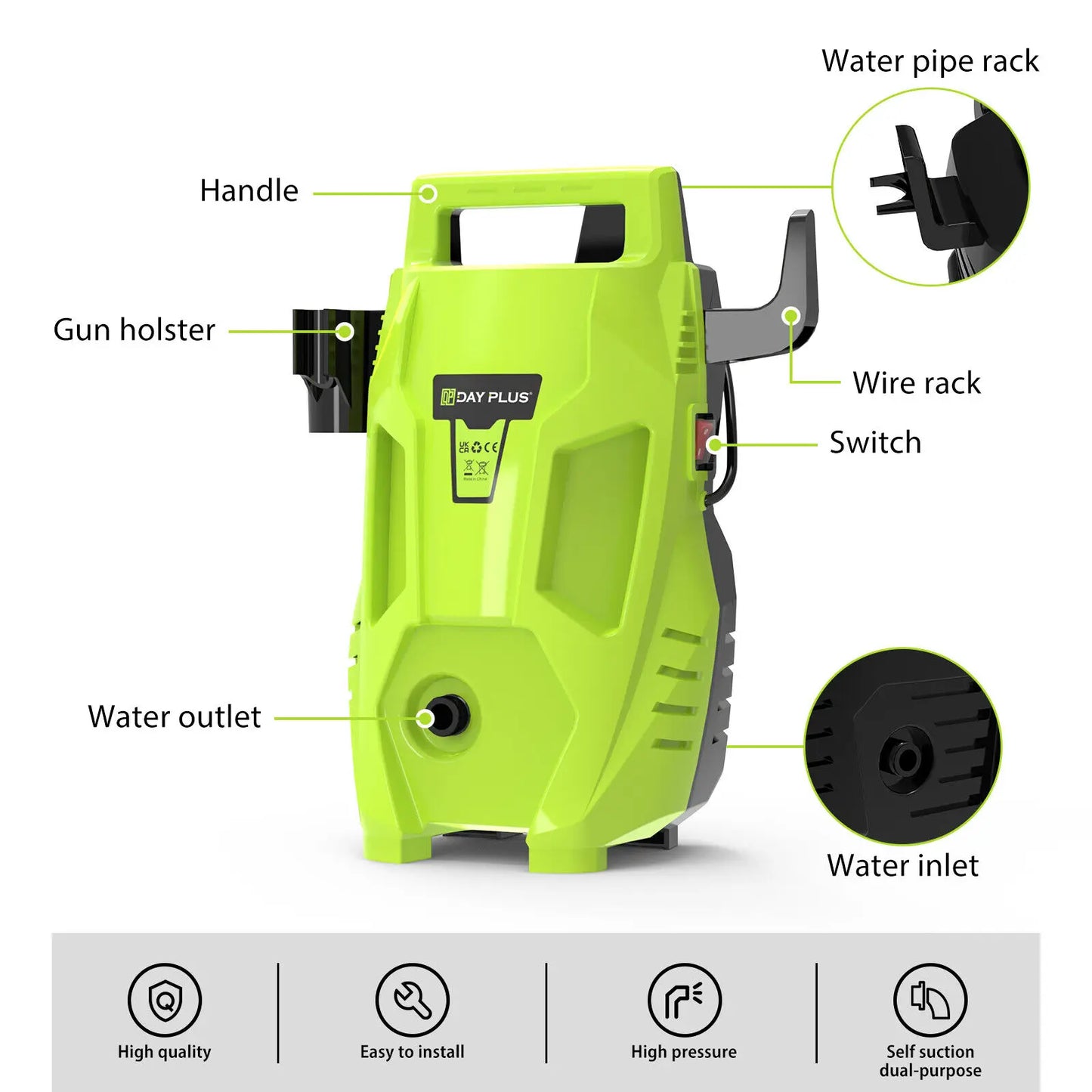 200Bar  Electric High Pressure Washer Jet Washers 3 in 1 Adjustable Nozzle & 7m Hose for Car, Driveway, courtyard Cleaning