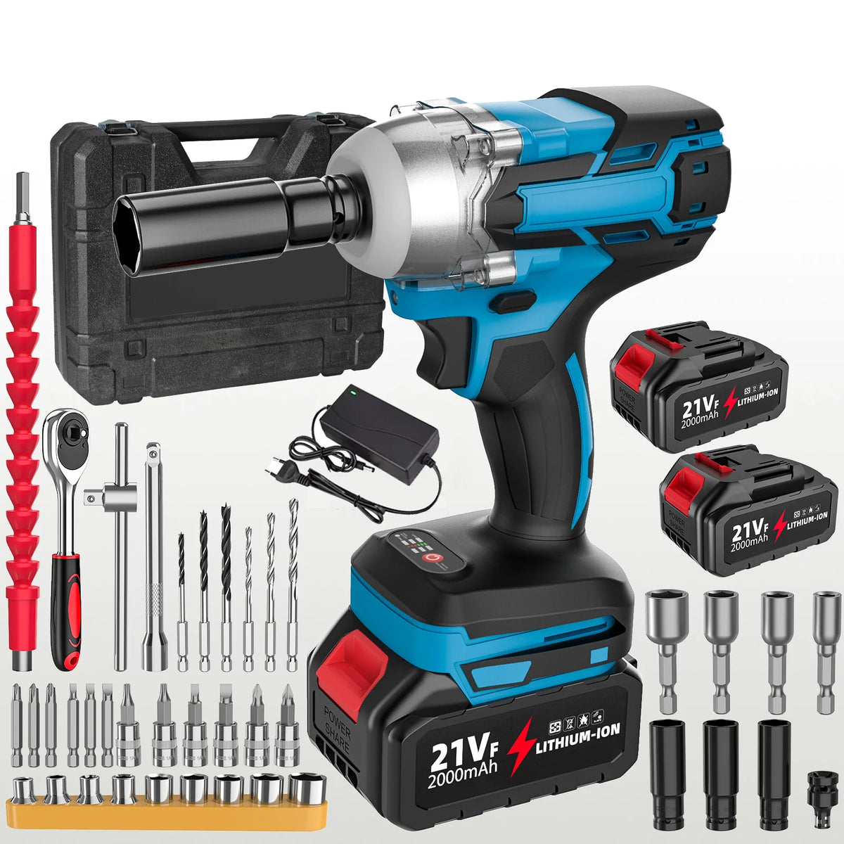 21V Cordless Brushless Impact French 380Nm - 1/2 Inch Electric Impact Gun for Car fire/Truck/Bolt cover Cordless Impact Gun
