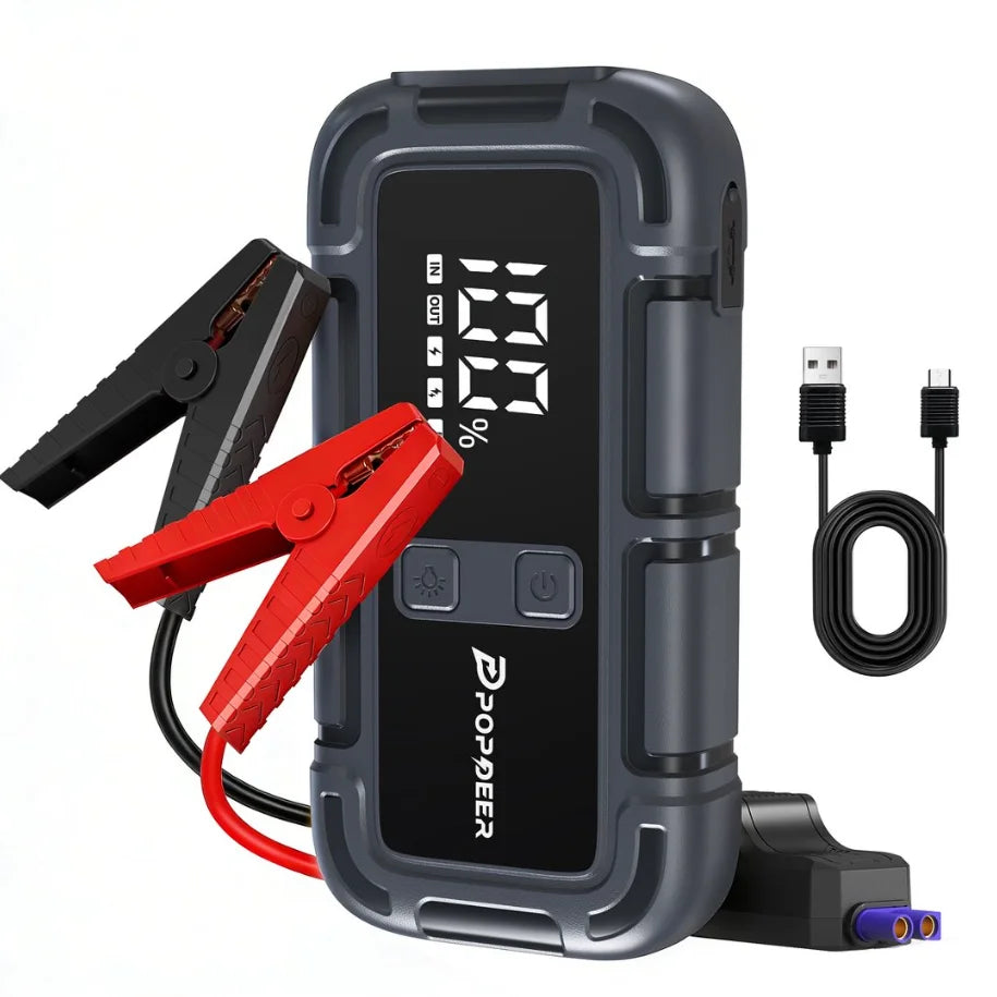 POPDEER PD-J06 4000A Jump Starter, 12V Car Battery Booster with LCD Display Dual USB for 10.0L Gas/8.0L Diesel Truck RV Boat