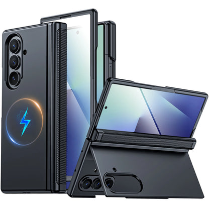 Fit for Magsafe,Hinge Protection,Screen Protector,Built-in Hidden Kickstand,Slim Shockproof Phone Case for Galaxy Z Fold 7-Black