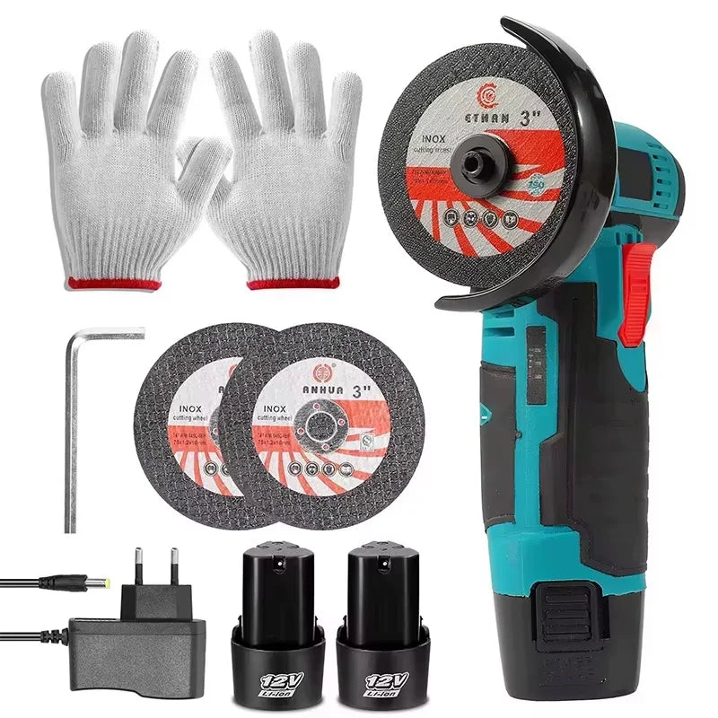 12V Cordless Angle Grinder Kit Lithium Battery Rechargeable 19500RPM Mini Polishing Cutting Machine Tools for DIY Home Projects