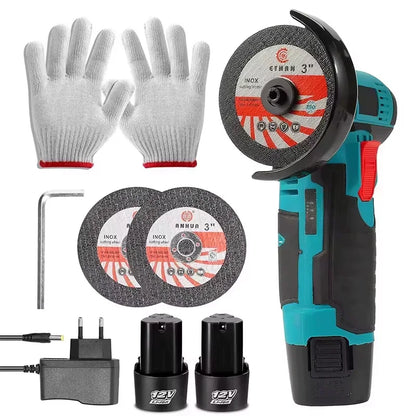 12V Cordless Angle Grinder Kit Lithium Battery Rechargeable 19500RPM Mini Polishing Cutting Machine Tools for DIY Home Projects