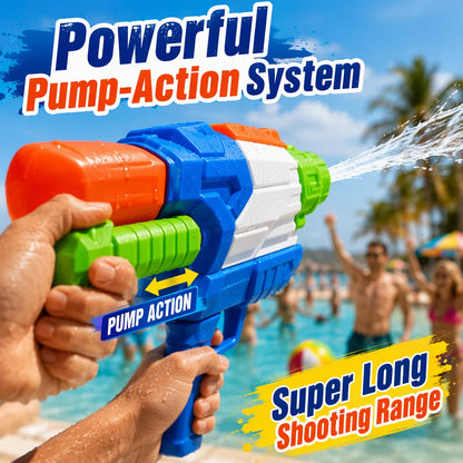 Pack of 2 - 33cm High Pressure Water Gun, Pumping Water Launcher for Children and Adults, Long Range Summer Toy for Beach and Pool, Water Battle Gift