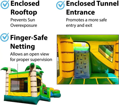 5.8m Inflatable Jungle Bounce House & Slide – Commercial Grade Pink  Combo Bouncy Castle  for Kids Ultimate Fun  Outdoor Events