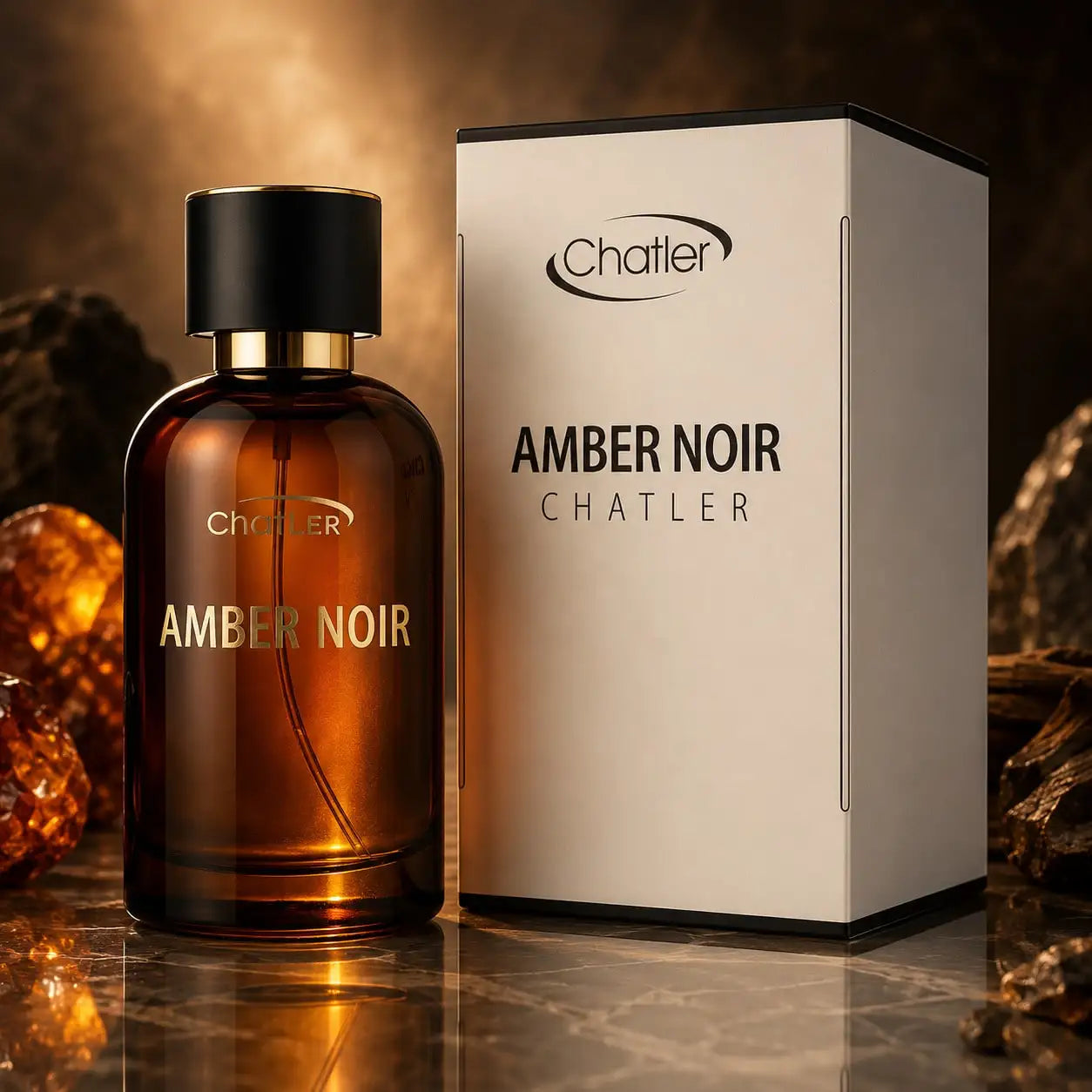 Amber Noir 100ml- Chatler. Perfume for Men Eau De Parfum, Woody Oriental Scent with Notes of Patchouli, Vanilla and Intense Black Amber