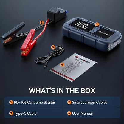 POPDEER PD-J06 4000A Jump Starter, 12V Car Battery Booster with LCD Display Dual USB for 10.0L Gas/8.0L Diesel Truck RV Boat