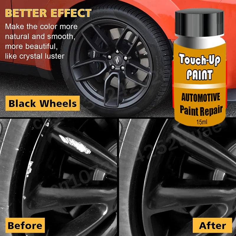 Automotive Wheel Touch-Up Paint (with Brush) Silver Black Rim Scratch Repair Pen Paint Car Accessories