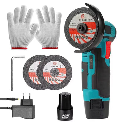 12V Cordless Angle Grinder Kit Lithium Battery Rechargeable 19500RPM Mini Polishing Cutting Machine Tools for DIY Home Projects