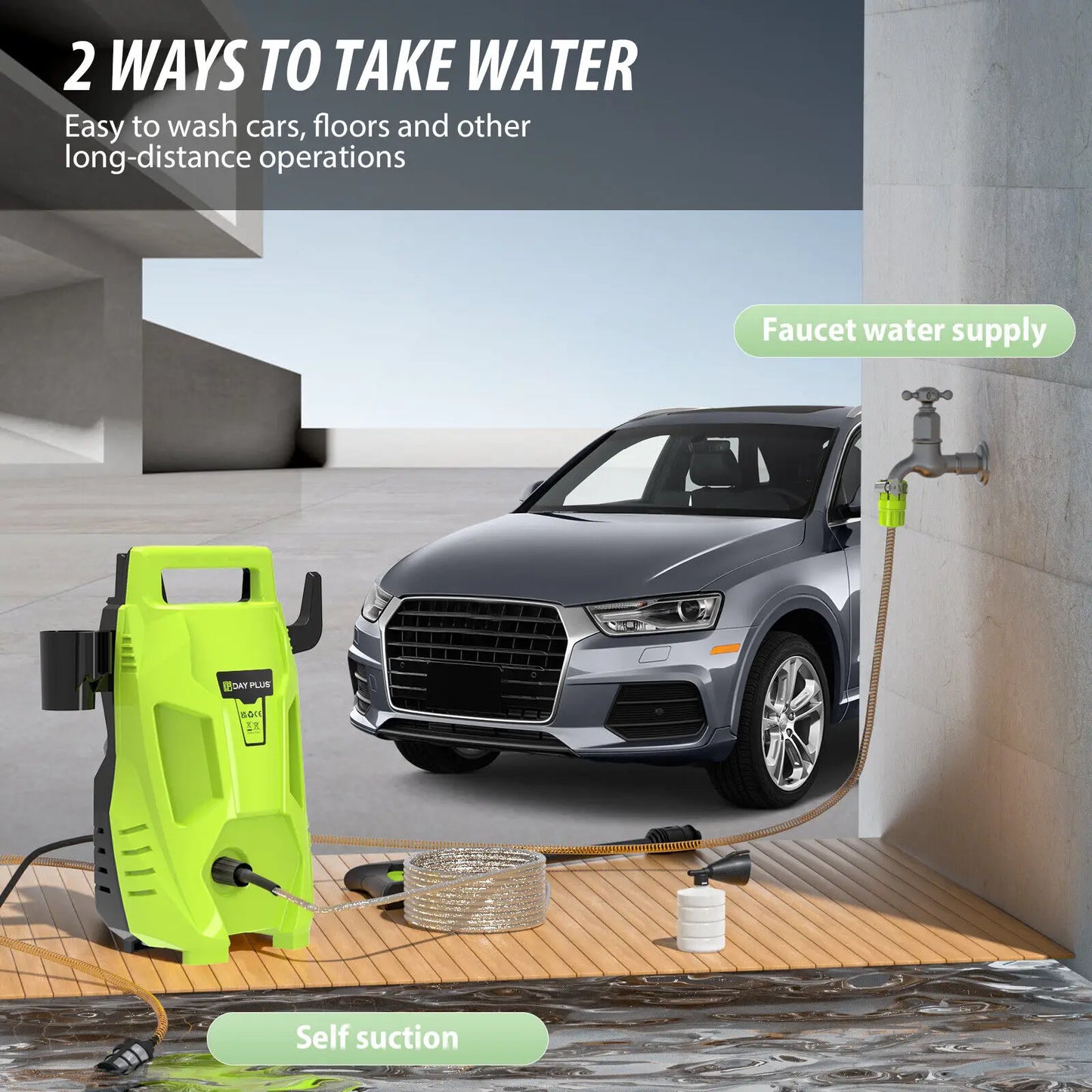 200Bar  Electric High Pressure Washer Jet Washers 3 in 1 Adjustable Nozzle & 7m Hose for Car, Driveway, courtyard Cleaning