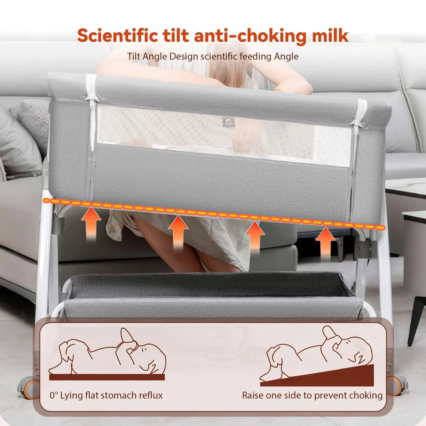 Baby Crib 3 in 1 Baby Bed Bedside Crib Baby Playpen 0-3 years child multi-function folding and lifting With Mosquito Net & Wheel