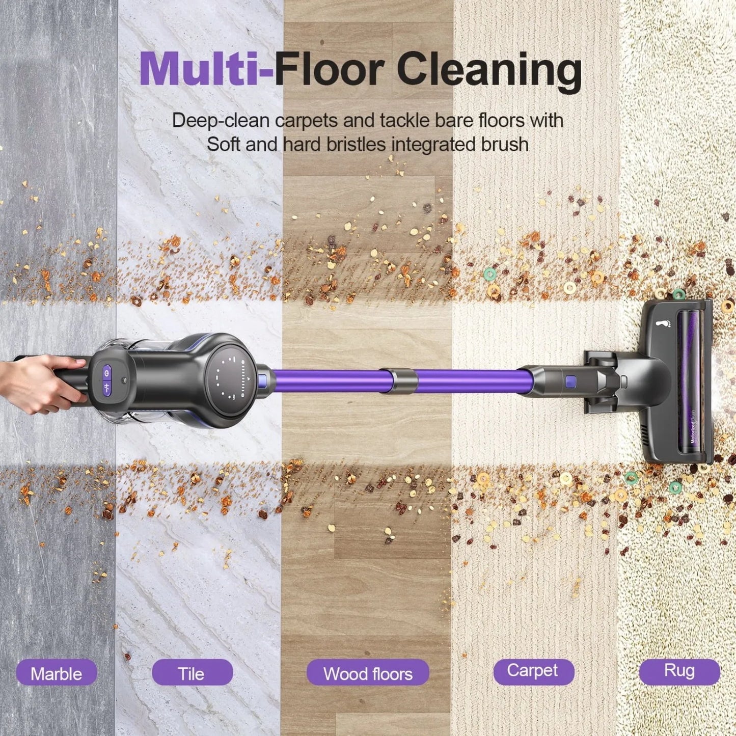 Inse S7P Cordless Vacuum Cleaner, 60KPa, 1.3 L Dust Cup, Removable Battery, for Pet Hair, Carpet, Hard Floors