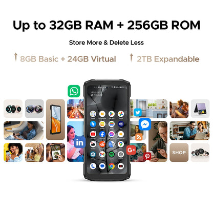 DOOGEE Blade20 Turbo 5G Rugged Phone Gemini Al 6.6'' Screen 10300mAh Battery 8GB 256GB 50MP Camera Android 15 NFC Mobile Phone