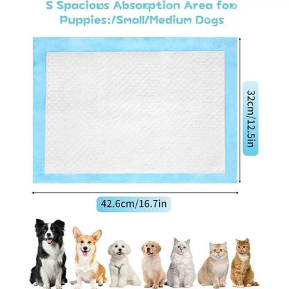 100 Pcs Dog Puppy Pee Pads for Potty Training, Ultra Absorbent Leak-Proof Charcoal Puppy Pads with Adhesive Tapes, Thicked Quick-Dry Disposable Pet Diapers for Indoor Dogs, Gift for Pet Owners New Puppy