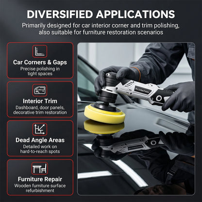 Podofo 12V Wireless Mini Polishing Machine 6 Speed Adjustable Handheld Detail Polisher Portable Electric Buffing Tool For Car Beauty Furniture Surface Polishing