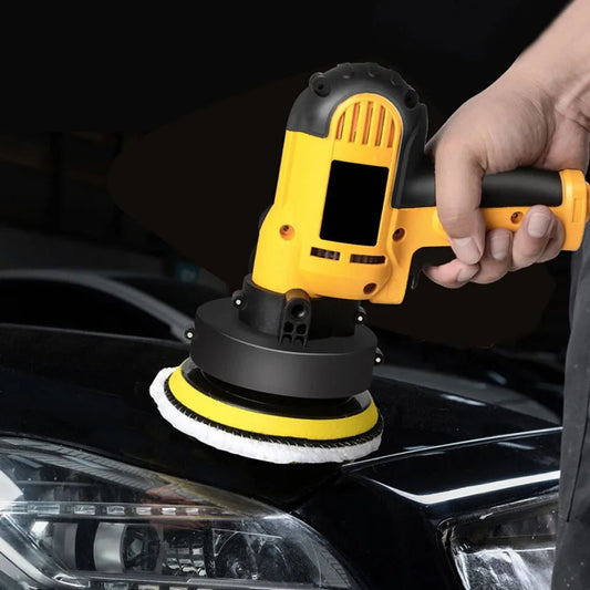 Concentric electric polishing machine in a 31-piece kit with grinding accessories and polishing pads for vehicle refurbishment