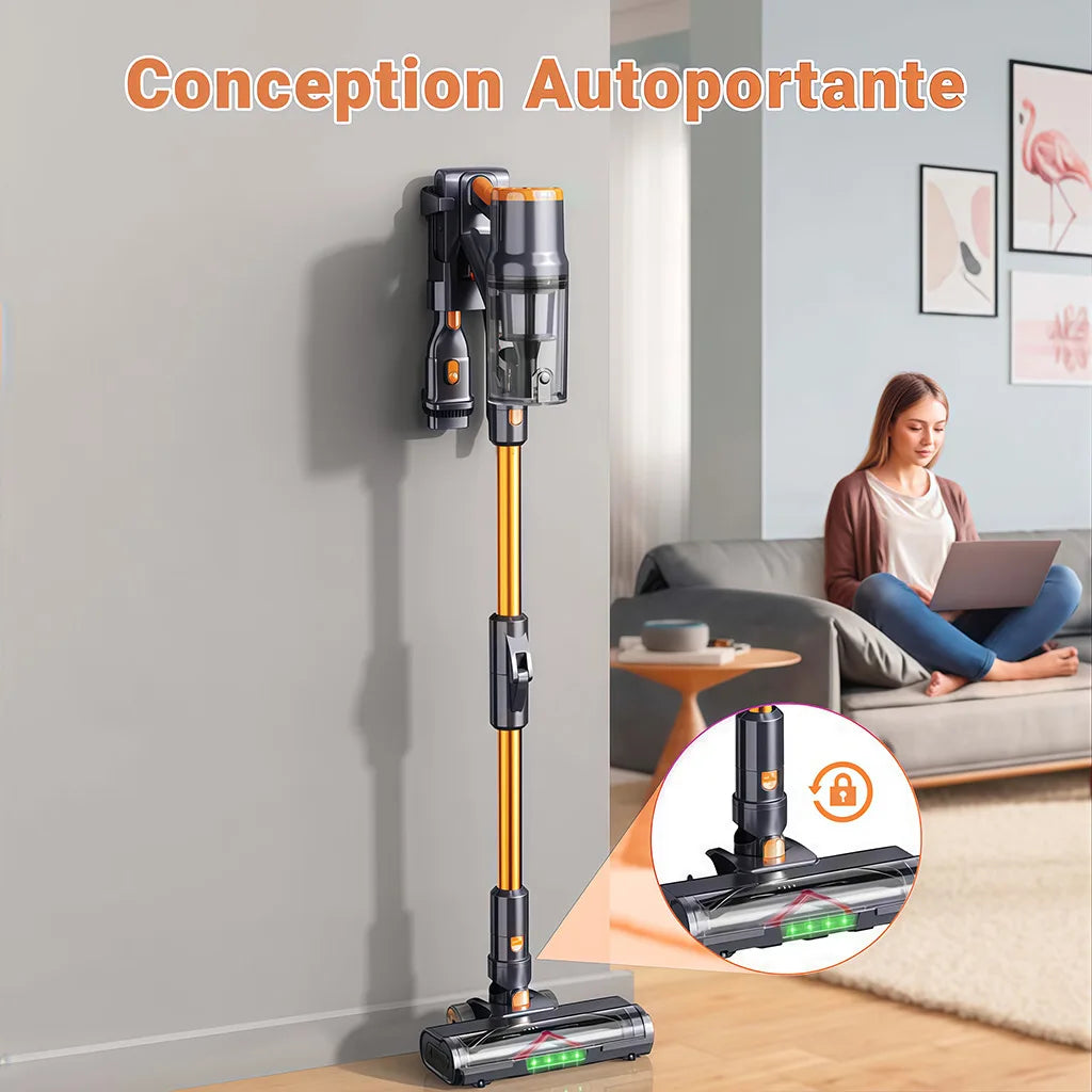 Blossom DSV112A 550W Cordless Vacuum Cleaner, 45000Pa Powerful Suction, 55 Mins Runtime, Touchscreen Stick Vacuum for Pet Hair & Carpet