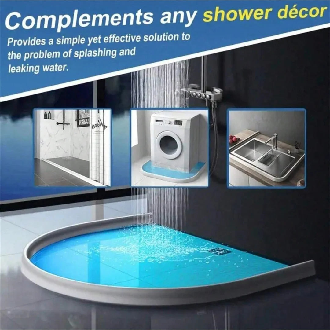 1PC 1m/39.37inch Curved Groove Water Barrier Strip Shower Room Dry Wet Separation Silicone Countertop Self-Adhesive Water Barrie