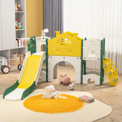 Children's Double-Slide Playground, Including Castle, Slides, Climbing Frames, Tunnels and Telescopes, Indoor Toddler Play Facilities