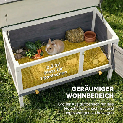 Rabbit Cage, Elevated Wooden Pet Cage for Small Animals, Outdoor Bunny Hutch with Removable Tray, Openable Top & Lockable Door Pet Cage for Small Animals