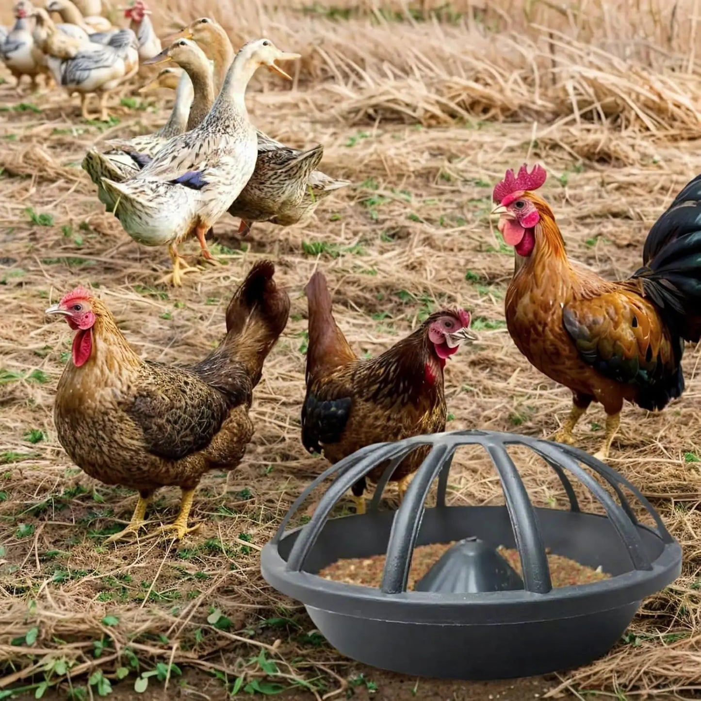 12/18/20 Holes Chicken Feeder Portable Goose Food Dispenser Poultry feed Bucket for Duck Chook Hen Livestock Feeding Supplies