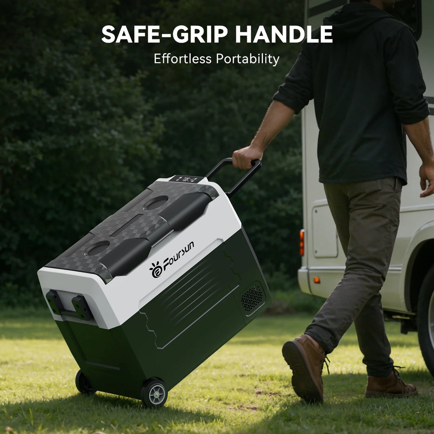 Foursun 21L/25L/35L/45L/55L Portable Compressor Car Fridge Freezer with Bluetooth App Control, for Camping, Travel, Home, DC 12V/24V & AC 100-240V