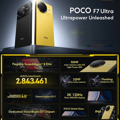 POCO F7 Ultra 5G NFC 12GB/256GB Without Charger 2K 120Hz AMOLED Cellphone