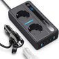 300W Car Inverter 12V to 220V European Standard Multi-Functional Digital Display With 2 AC Sockets, 2 USB Ports, 2 Type-C PD Ports