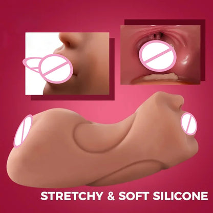 3D Flesh The Light Male Masturbation Artificial Vagina Ass Mouth Silicone 3 In 1 Adult Sex Toy Sex Doll For Man Pocket Pussy Ass
