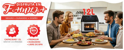 12L Air Fryer, Multifunction Air Oven, 6 Accessories, Dishwasher Safe, Led Touch Screen, Bpa Free, 1500W