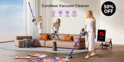 Blossom DSV112A Cordless Vacuum Cleaner 50000Pa 550W,180° Foldable Tube Touchscreen Stick Vacuum,55 Mins Runtime Anti-Tangle Roller Brush HEPA Filtration LED Light Wireless Vacuum for Pet Hair Hard Floor Carpet