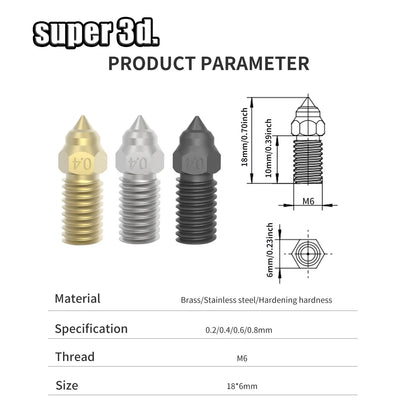 0.2/0.4/0.6/0.8mm For Elegoo Neptune 4 Nozzle Hardened/Stainless Steel Brass Nozzles 3D Printer Parts For Elegoo Neptune4 Nozzle