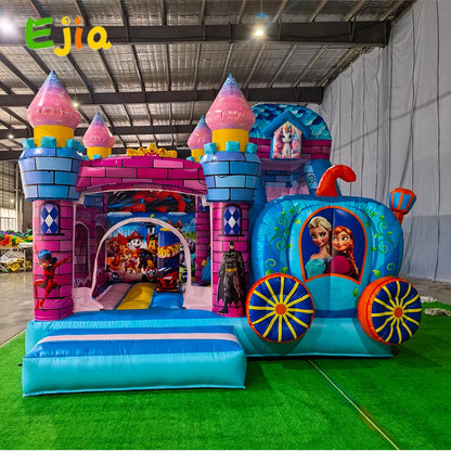 Commerical Colorful Princess Girls Theme  Inflatable Bounce House Trampoline Combo Jumping Castle Combo Slide House For Party