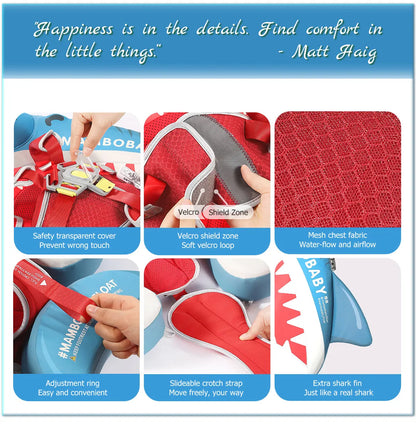 Mambobaby Float Safe Solid Core Comfort Skin-friendly Design with Canopy Baby Swimming Ring Toddler Pool Float Infant Water Ring