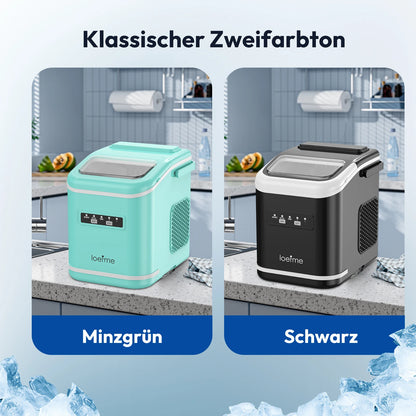 LOEFME Portable Ice Maker 12kg/24h 9 Ice Cubes in 6-13 Min LED Display with Adjustable Ice Size 1.4L Water Tank for Home