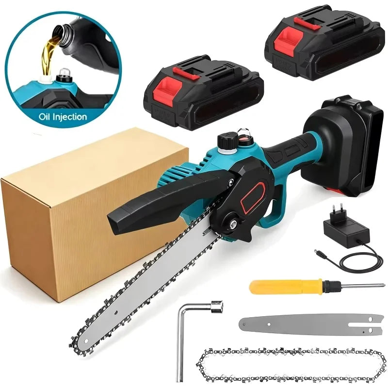 8 Inch Electric Garden Logging Wood Chainsaw With Automatic Oiler Pruning Woodworking Power Tool Compatible For 21V Lithium Battery