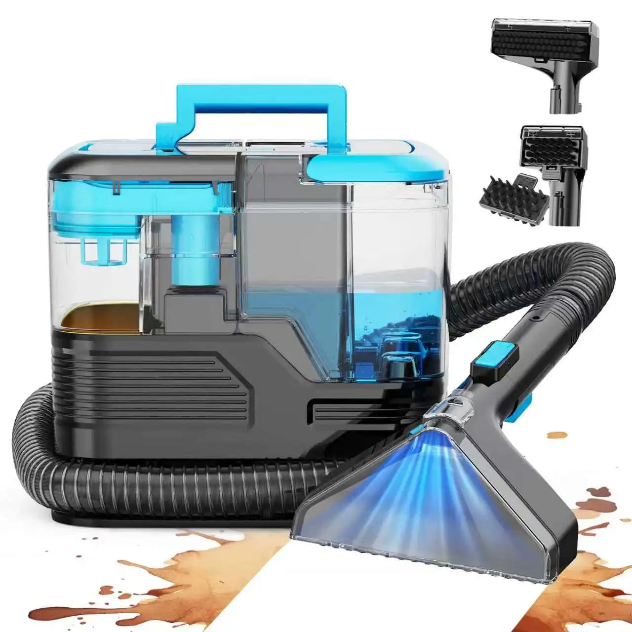25KPA Washing Vacuum Cleaner, Portable Wired Rug Cleaner, Removable Stain Cleaner with Two Water Tanks, Wet and Dry Vacuum Cleaner