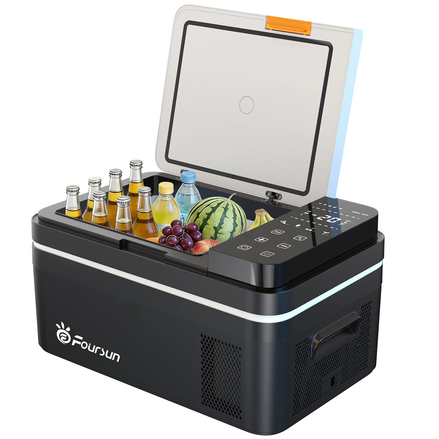 Foursun 21L/25L/35L/45L/55L Portable Compressor Car Fridge Freezer with Bluetooth App Control, for Camping, Travel, Home, DC 12V/24V & AC 100-240V