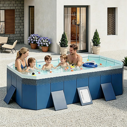 2.53m Portable Non-Inflatable Outdoor Pools Large Foldable Swimming Pool for Family Kids Adults Pets Water Play