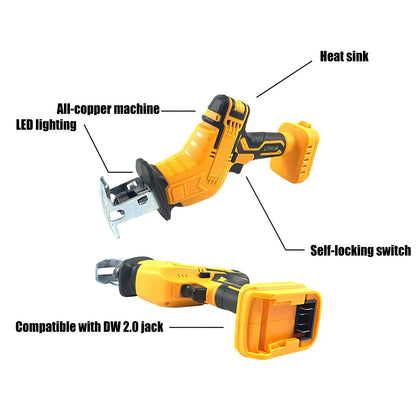 150mm Electric Reciprocating Saw Chainsaw With 4PCS Saw Blade Household Multi-functional Small Metal Power Tools For Dewalt 20V Battery